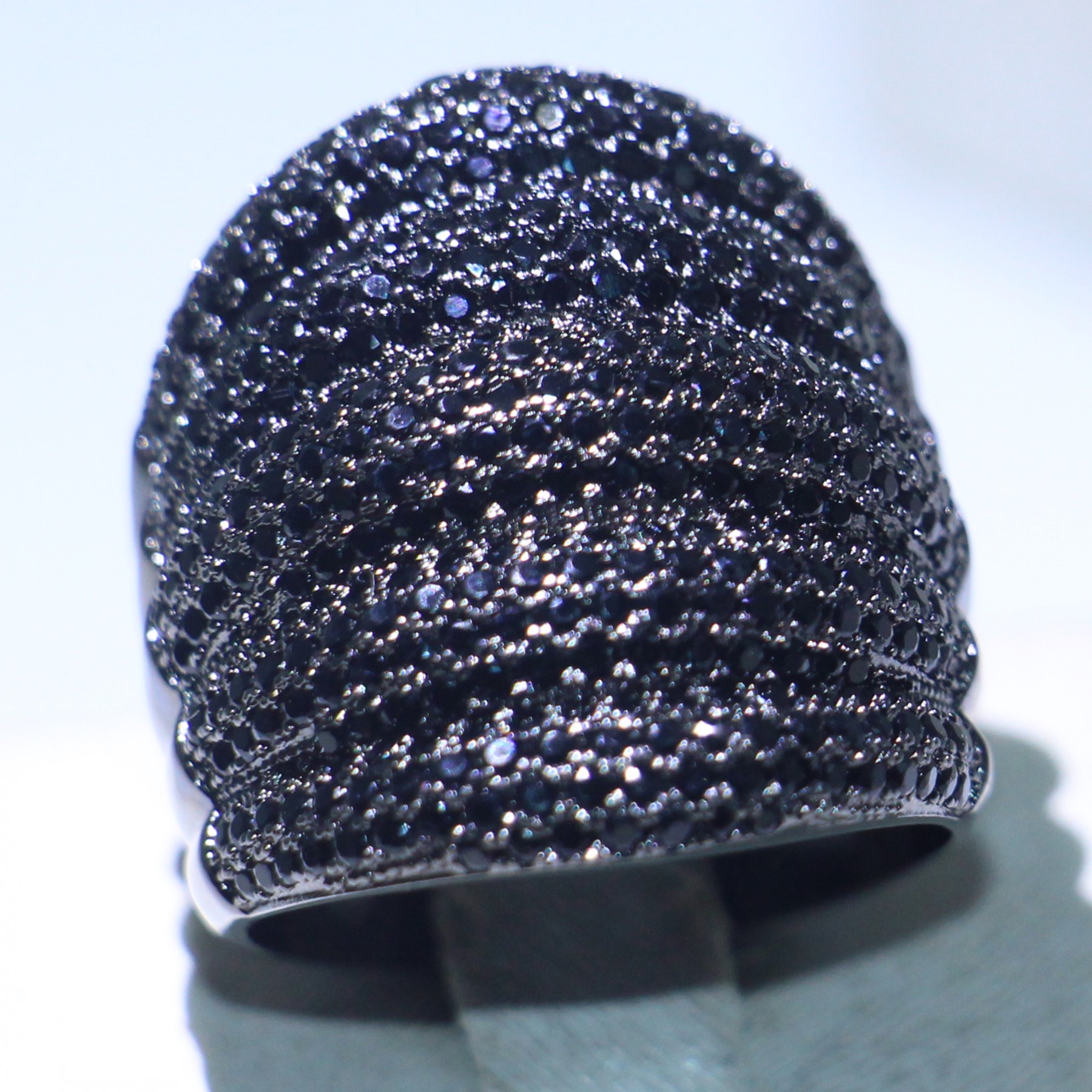 10KT Gold Fill Micro Black Sapphire CZ Dia Eternity Band Ring for Women