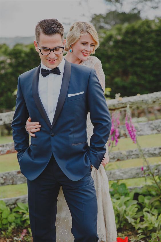 Costom Tuxedos Men Suits for Wedding Suits for Men 2018 Blue Black Shawl Lapel Slim Fit Groomsmen Blazer Prom Beach 2 Pieces Jacket+Pants