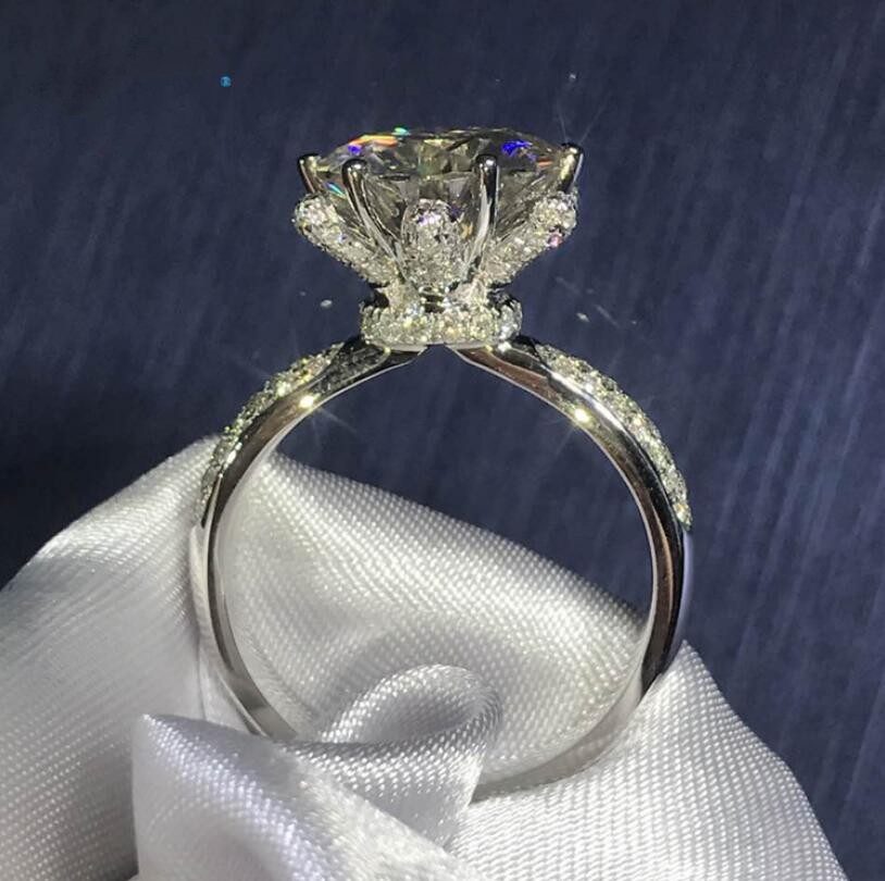 Sterg Sier Topaz CZ Engagement Ring | Round Cut White Gemstones wer Band