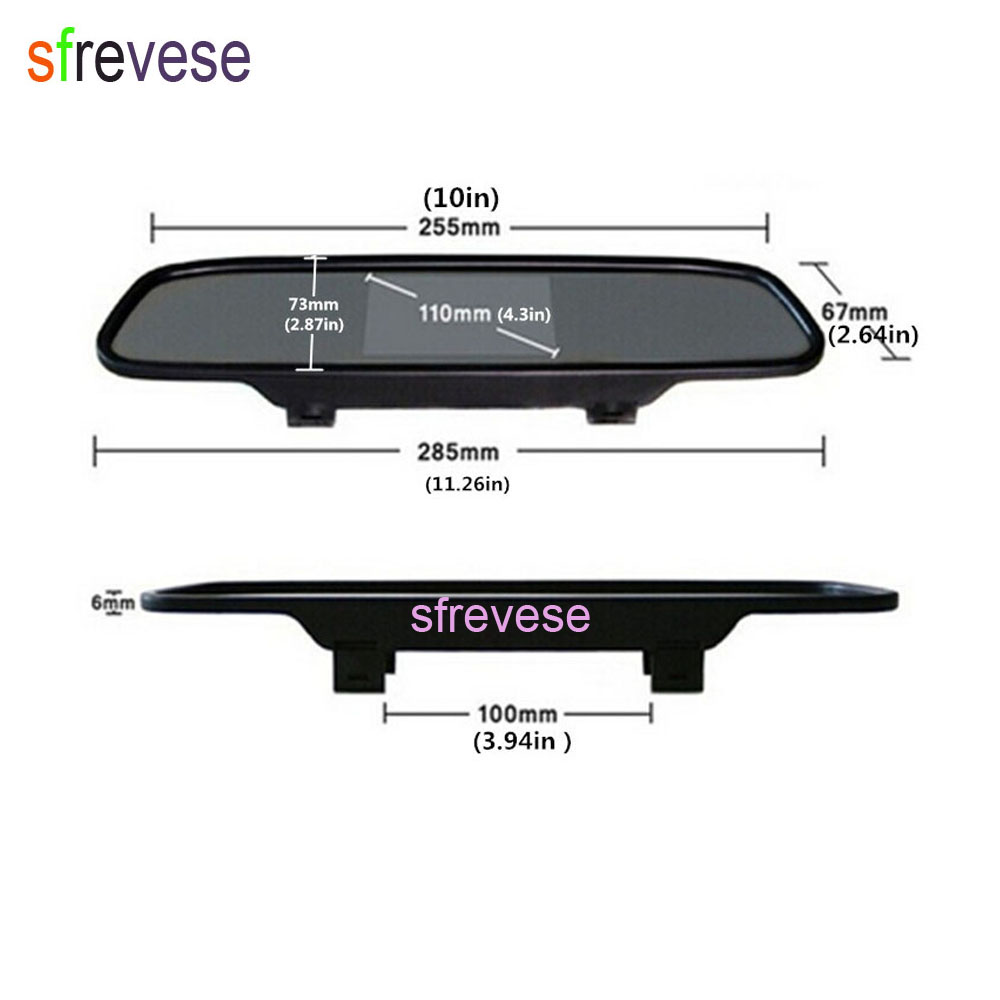 4.3" TFT Screen LCD Car Rearview Mirror Monitor For Car DVR Rear View Camera
