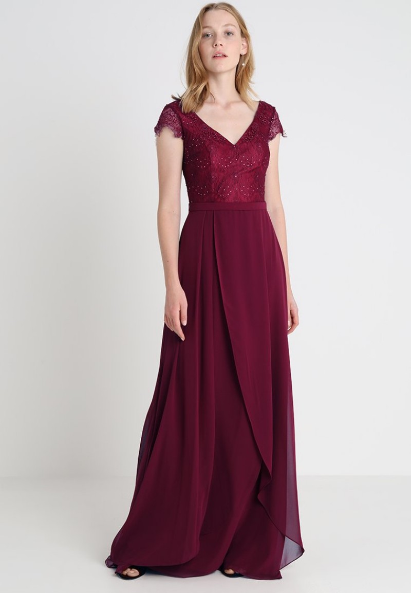 Dark Red Mother Of The Bride Dresses Custom Made Lace Sequins Beaded Chiffon Floor Length Mother Formal Dress Evening Prom Gowns