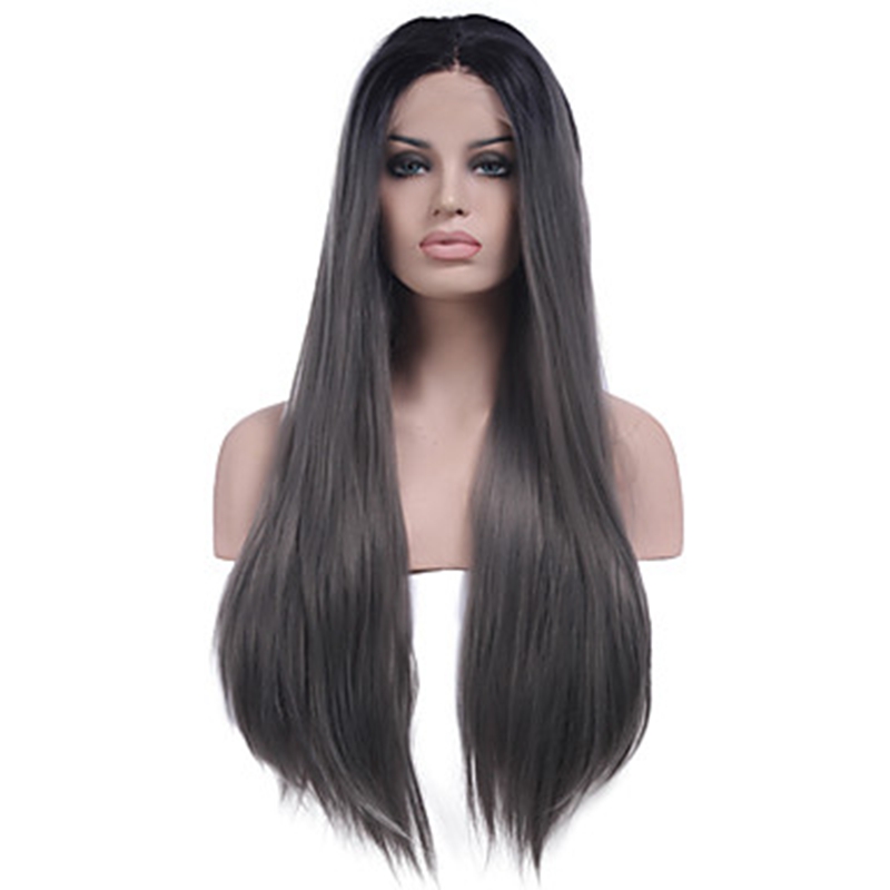 Cheap Long 2 Tones Synthetic Lace Front Wig Gray Grey Silver Ombre Hand Tied Silky Straight Wigs Dark Roots Heat Resistant Fiber Hair, Ombre color
Cheap Long 2 Tones Synthetic Lace Front Wig Gray Grey Silver Ombre Hand Tied Silky Straight Wigs Dark Roots Heat Resistant Fiber Hair, Ombre color