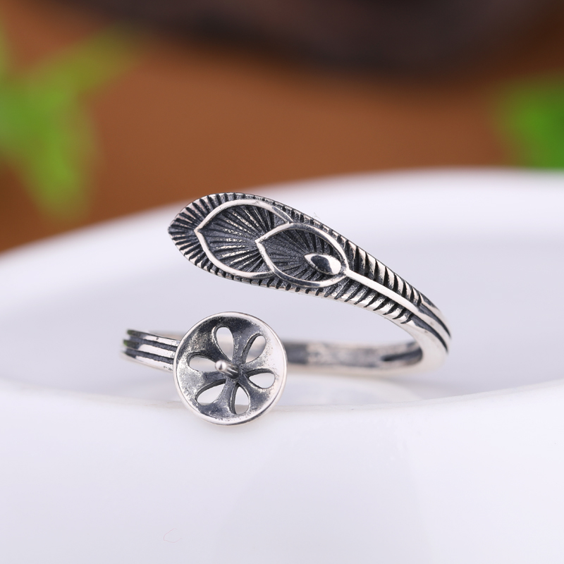 Wholesale 925 Sterling Silver Semi Mount Engagement Wedding Ring for 9-12mm Pearl or Round Bead Fine Jewelry Setting Vintage Antique