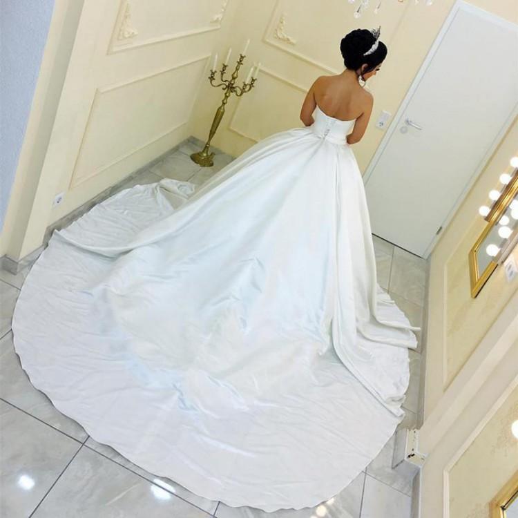 elegant satin a line wedding dresses sweetheart strapless backless simple beach country wedding dress custom made robe de marie