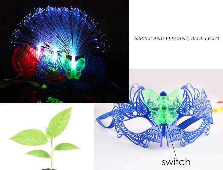 Women Venetian LED Fiber Mask Masquerade Fancy Dress Party Princess Feather Masks Multi Colors for Party