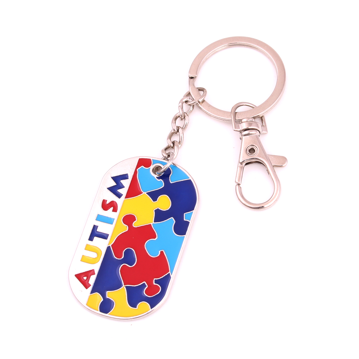 Autism Awareness Identification Pendant Dog Tag Style Puzzle Piece Pattern Hand Applied Enamel Colors ID Key Chains, Slivery;golden
Autism Awareness Identification Pendant Dog Tag Style Puzzle Piece Pattern Hand Applied Enamel Colors ID Key Chains, Slivery;golden