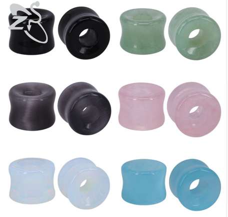 7 Colors Stone Ear Plug Double Flared Natural Stone Ear Tunnels Plugs Ear Gauges Stretcher Expander Flesh Body Piercing Jewery