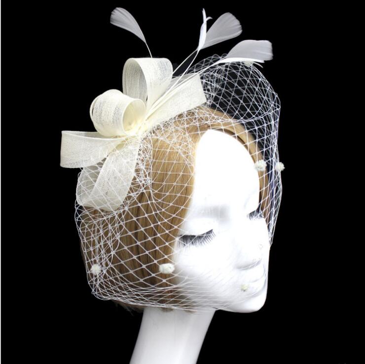 Bridal hats Feather Fascinator Hair Bridal Birdcage Veil Hat Wedding Hats And Fascinators Cheap Femin Hair Flowers For Wedding Party Studio