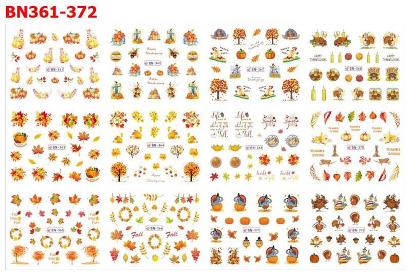 12 sets/sheet Nail Sticker Decal Sliders for Nail Art Decoration Tattoo Manicure Wraps Tools Tip XB1