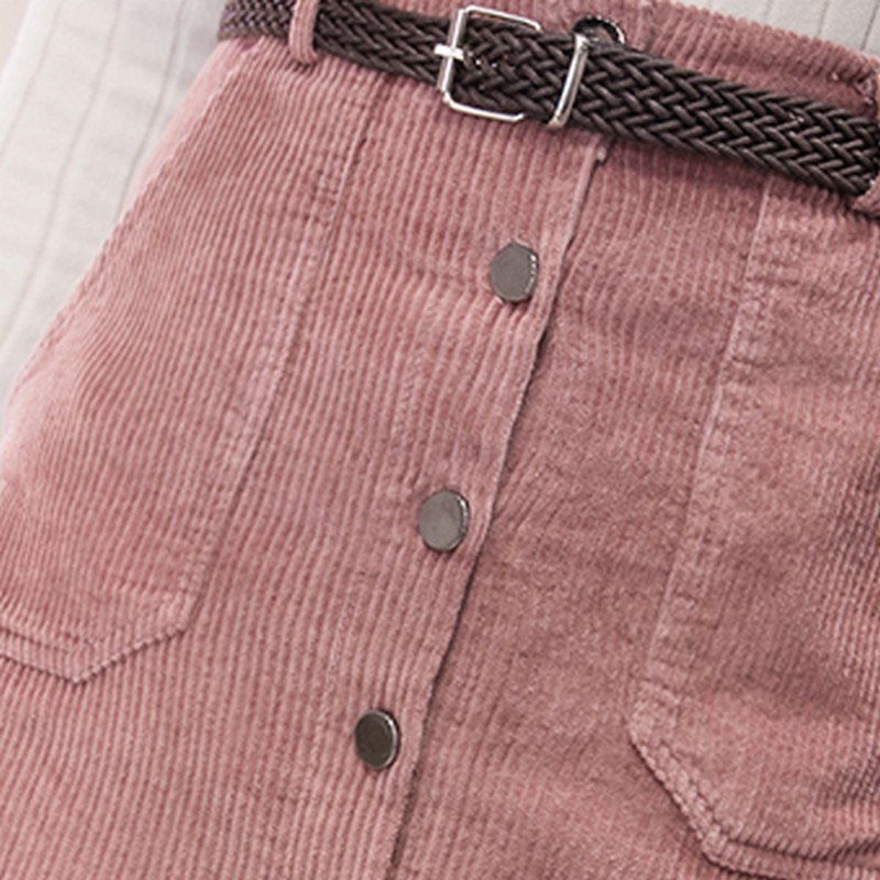 PLAMTEE Skirts Women Sexy Skirt Vintage High Waist Jupe Bodycon Button Pocket Short Saia Feminina Mini Female Skirts Send Belt S916