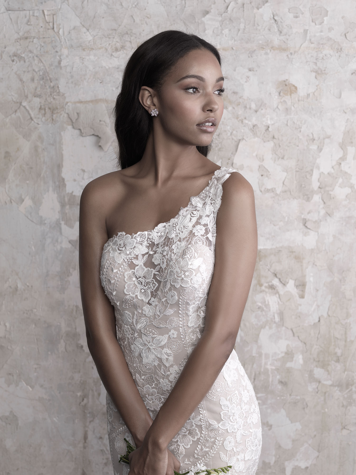 madison james mermaid wedding dresses sexy one shoulder lace vestido de novia backless sweep train plus size wedding dress