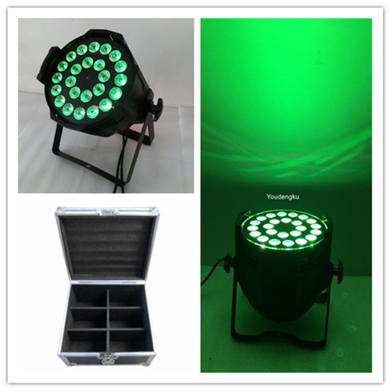 6 pieces flight case for led par light 24x18w rgbwa uv 6 in 1 par led rgbwa uv led par 64