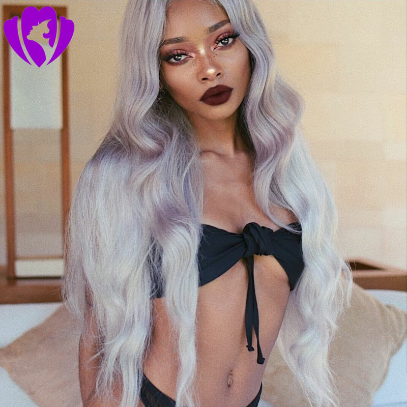 180density full long grey white Synthetic Lace Front Wig Body Wave Wigs for White Women Middle Part Artificial Wig Cosplay