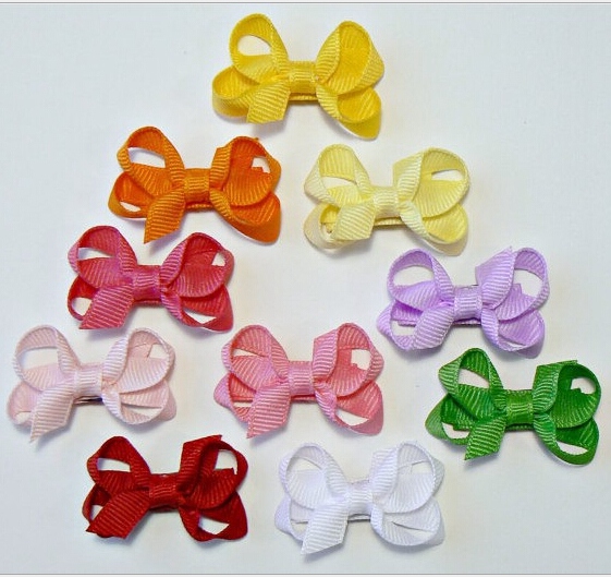 100pcs 2" Wave point dot Hair Bow clip Baby mini Hairbows Grosgrain Ribbon Boutique bowknot with Alligator clip headwear Accessories HD3346