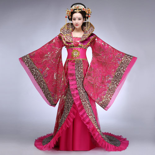 Women's stand collar the noble temperament trailing dress the queen of the tang dynasty clothing Chinese ancient costume hanfu Dress
