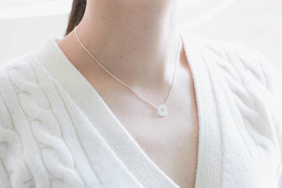 10PCS Gold Silver Small Compass Necklaces Pendant Charm for Women Men South Direction Necklace Disc Circle Disk Necklaces Coin Jewelry