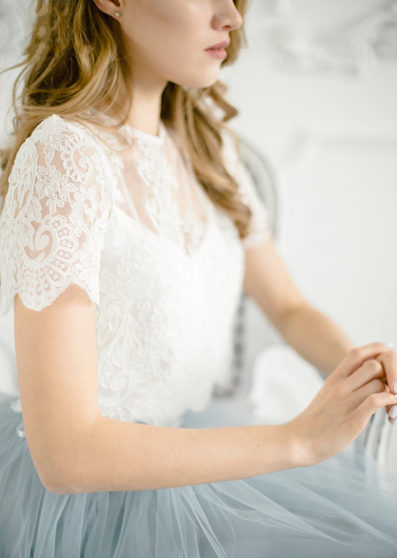 Cheap Two Pieces Country Bridesmaids Dresses Sheer Jewel Neck Lace Wedding Guest Dress or Length Tulle A e Maid Of Honor Gowns