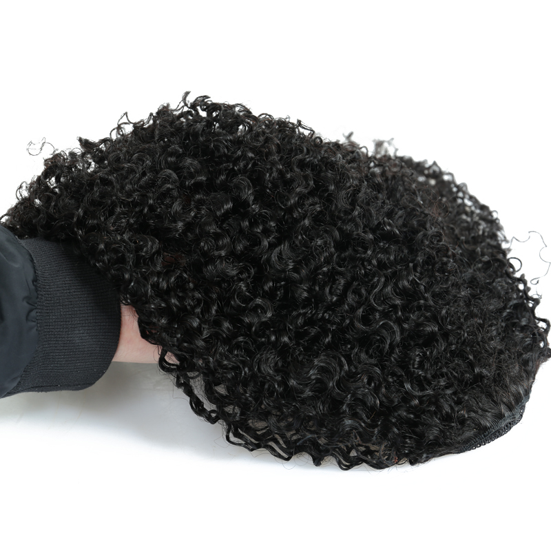 3B 3C Kinky Curly Ponytails Clip Ins Brazilian Virgin Hair Clip In Human Hair Extensions Jet black color 1