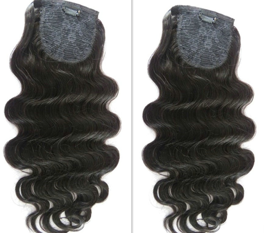 long high loose wave ponytail human hair women curly clip drawstring remy pony tails hairpieces jet black hairpiece extension 120g