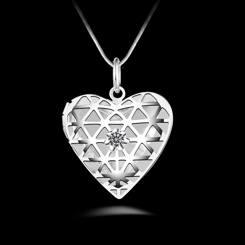 Silver Jewelry Pendant Fine Diamond Box Pendant 925 jewelry silver plated Necklace Fashion gift necklace Top Quality