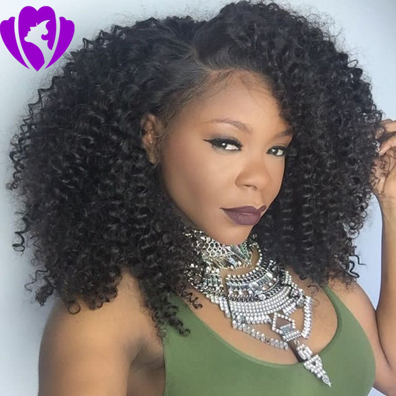 Stock side part Afro Kinky Curly Wig Heat Resistant Synthetic Lace Front Wig With Natural Hairline Glueless Black Wigs For Black Women