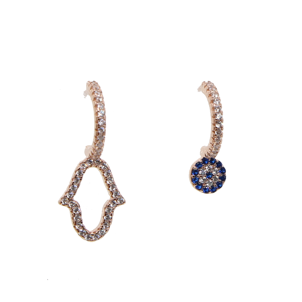 fashion jewelry turkish evil eye hamsa hand stud earring pave Sparking cz high quality delicate girl women multi piercing jewelry earrings