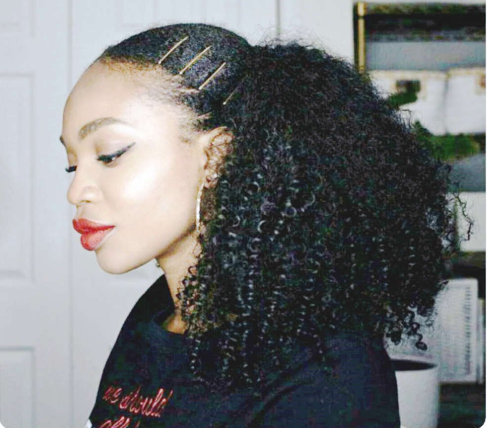 New afro kinky curly ponytail hairstyle 100 human hair clip in women drawstring ponytail hair extension afro puff natural hair bun 1b