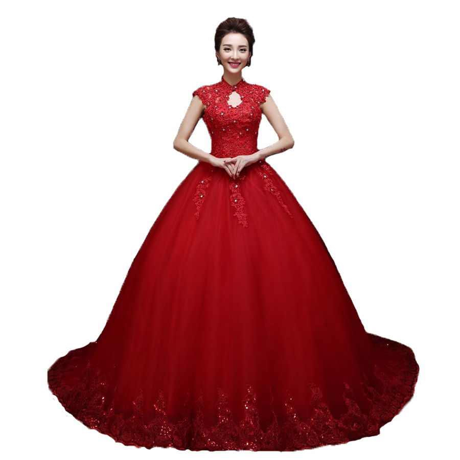 Fashion Red Wedding Dresses Ball Gown High Neck Wedding Gowns 2020 Cap Sleeves Applique Lace Beaded Corset Lace Up Formal Chapel Bridal Gown, Ivory
Fashion Red Wedding Dresses Ball Gown High Neck Wedding Gowns 2020 Cap Sleeves Applique Lace Beaded Corset Lace Up Formal Chapel Bridal Gown, Ivory
