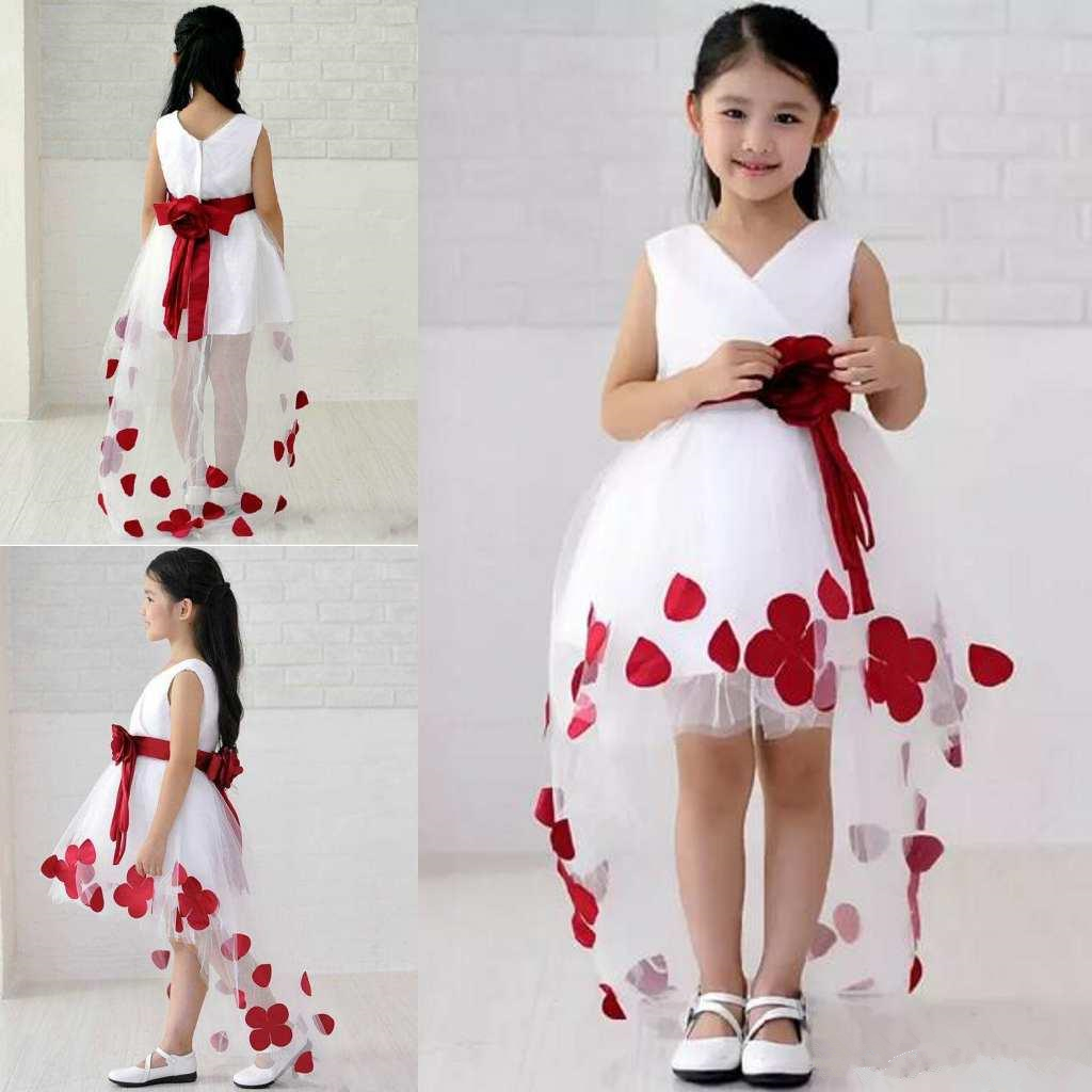 Red Flower Appliques Girls Pageant Dress High Low Tulle A Line Short Front Long Back Little Girls Evening Party Gown Kids Prom Dresses, White
Red Flower Appliques Girls Pageant Dress High Low Tulle A Line Short Front Long Back Little Girls Evening Party Gown Kids Prom Dresses, White