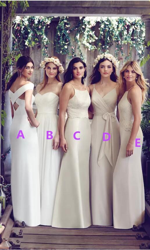 2019 Cheap Bridesmaid Dresses Series Ivory Spaghetti Floor Length Plus Size Wedding Guests Dress Party Gowns Custom Made Formal Dresses