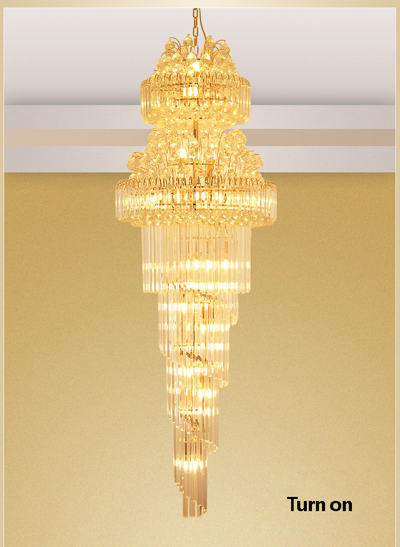 Modern Crystal Chandeliers Lights Fixture LED Lamps American Golden K9 Crystal Chandelier Hotel Lobby Hall Stair Way Home Inoodr Lighting