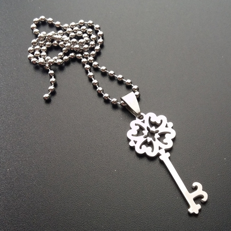 1pcs stainless steel retro flower key necklace love heart lock unique symbol key necklace snowflake unlocking tool hollow key love necklace