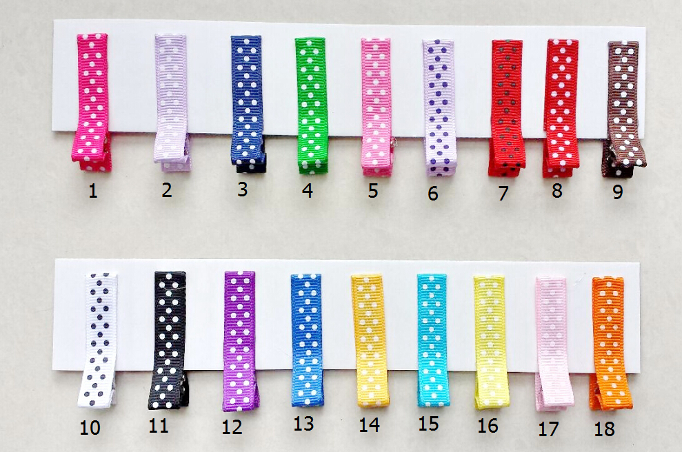 Hair Clips Hairpin Accessories polka dot Ribbon Covered Duckbill Single Prong 4.5cm Alligator Barrettes for Girl Bows Clips Flower FJ3225