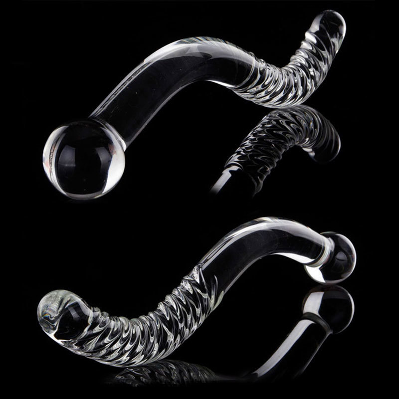 New Big Long Double Bead Crystal Glass Dildo Fake Penis Anal Butt Plug Vagina Clit Stimulator Female Gay Masturbation Sex Toys S921