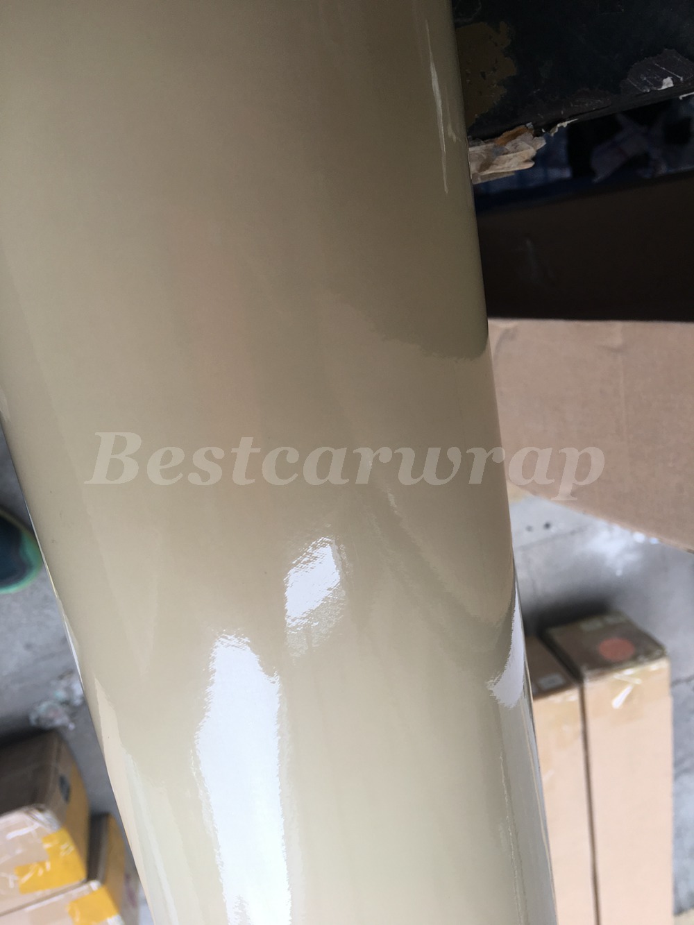 Premium khaki Milan Cream Gloss Vinyl Wrap For Whole Car Wrap Covering With Air bubble Free Lke 3M quality Low tack glue Size:1.52*20m( 5x67ft