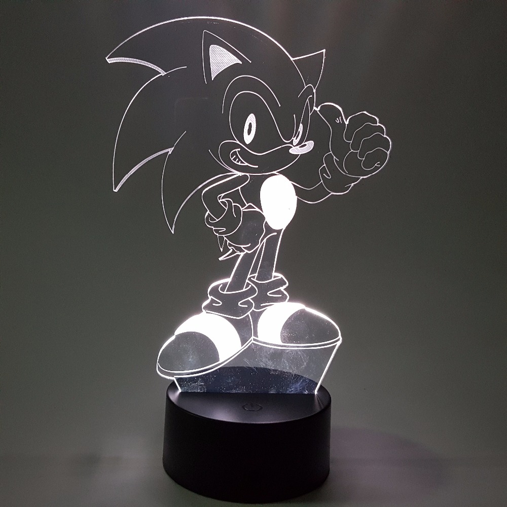 Sonic 3D Nightlight Visual Illusion LED RGB Changing Sonic The Hedgehog Action Figure Novelty Light For Christmas