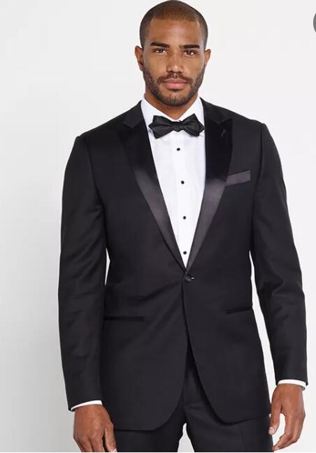 Handsome Mens Suits Black Men Wedding Suits Slim Fit Bridegroom Custom Made Two Pieces (Jacket+Pants) Wedding Groom Tuxedos Top Quality