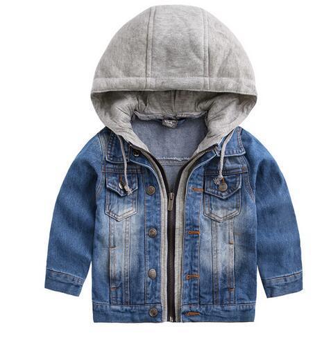 2018 New Baby Boys Denim Jacket Classic Zipper Hooded Outerwear Coat Spring Autumn Clothing Kids Jacket Coat