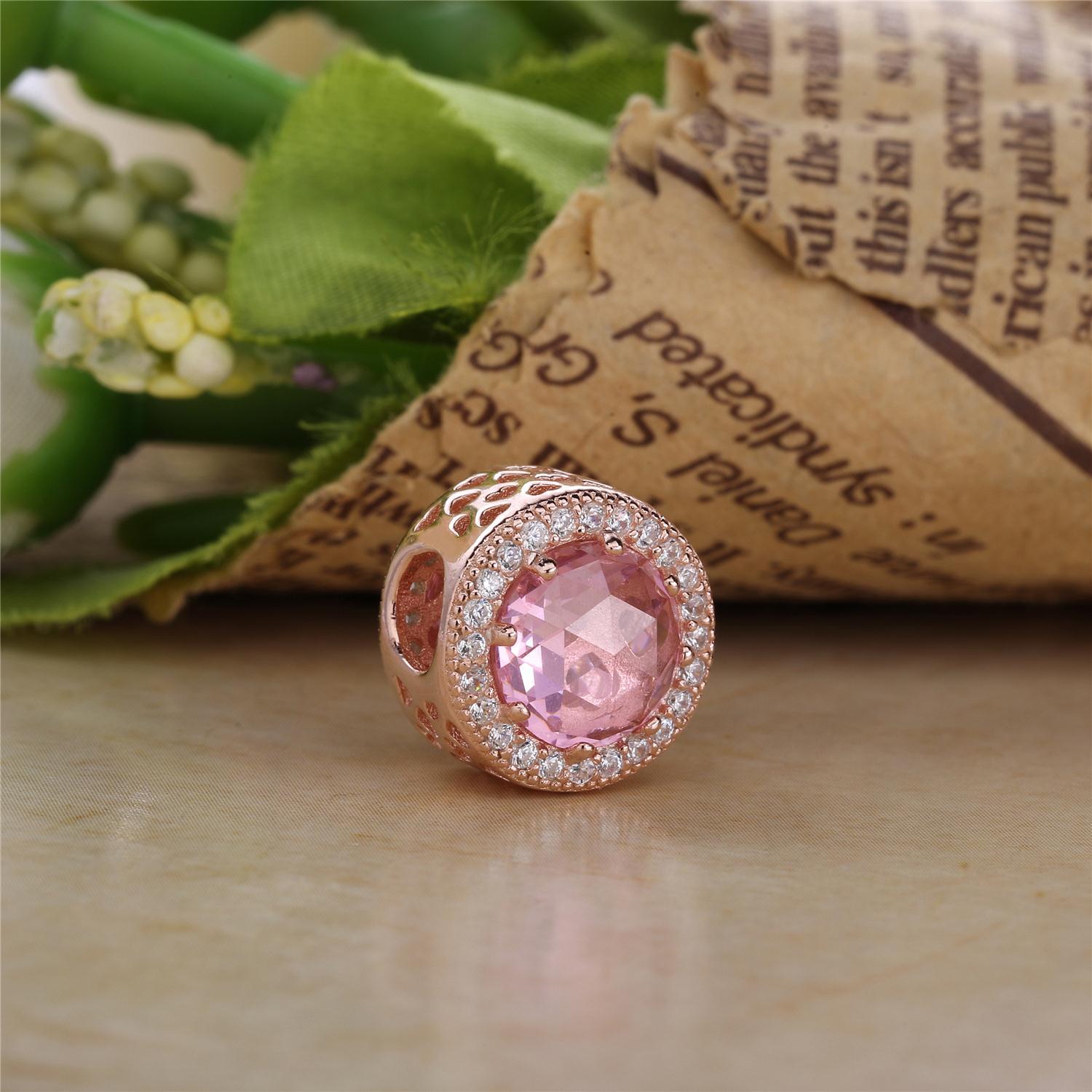 18CT Rose Gold Plated Over 925 Sterling Silver Charm Bead Fits European Jewelry Bracelets and Necklaces