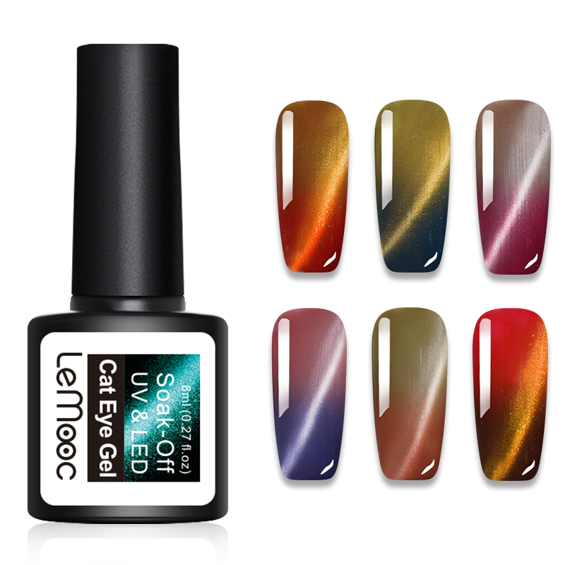 LEMOOC Thermal Cat Eye Nail Gel Polish 8ml Temperature Color Changing Gel Lacquer Soak Off UV Varnish Manicure for Nail Art, 4pcs magnet slice
LEMOOC Thermal Cat Eye Nail Gel Polish 8ml Temperature Color Changing Gel Lacquer Soak Off UV Varnish Manicure for Nail Art, 4pcs magnet slice