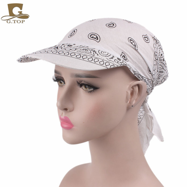 Unisex paisley Visor Pre Fitted Bandana Hat outdoor sun bandans cap Head Scarf bandit turban cap men and women Wide Brim sunhat