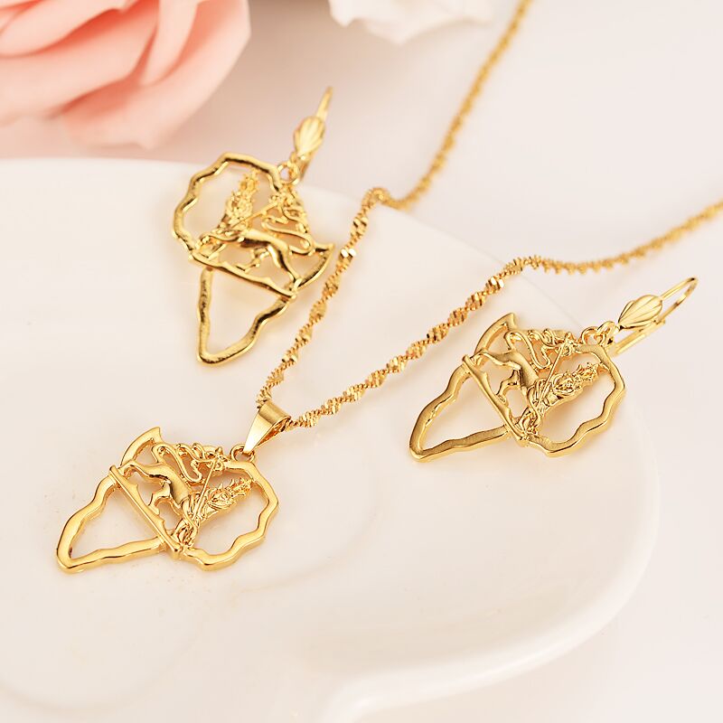 Ethiopian Africa Map lion Jewelry sets 14k Real Fine Gold GF Jewelry Sets Statement Necklace Earrings Pendant African Wedding party gifts, Silver
Ethiopian Africa Map lion Jewelry sets 14k Real Fine Gold GF Jewelry Sets Statement Necklace Earrings Pendant African Wedding party gifts, Silver
