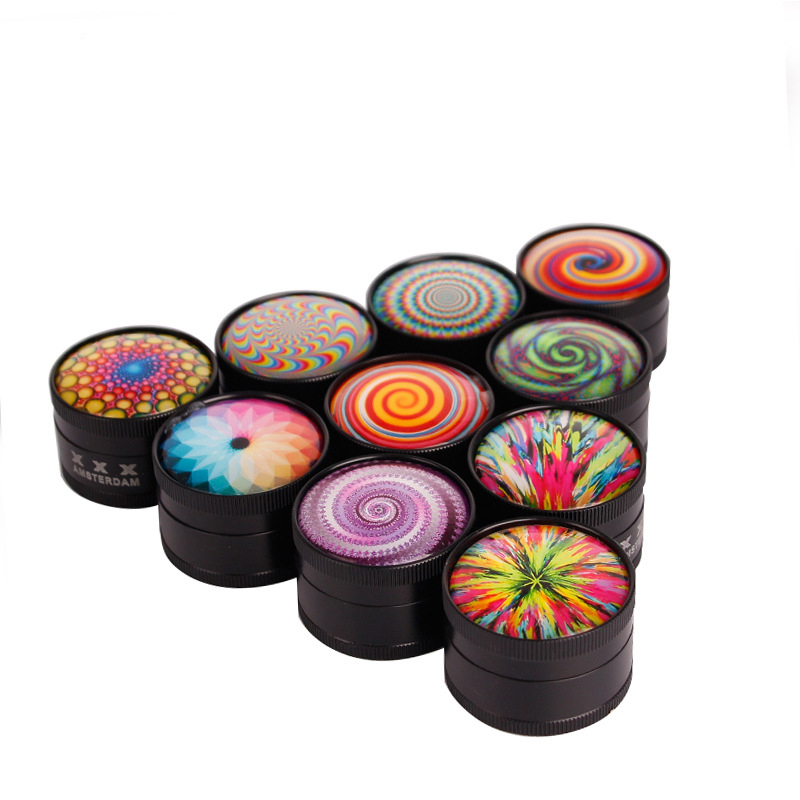 3D Metal Amsterdam Herb Grinder Smoking Accessories 3 Layers Tobacco Grinders Magentic Design With Scraper 30*25MM