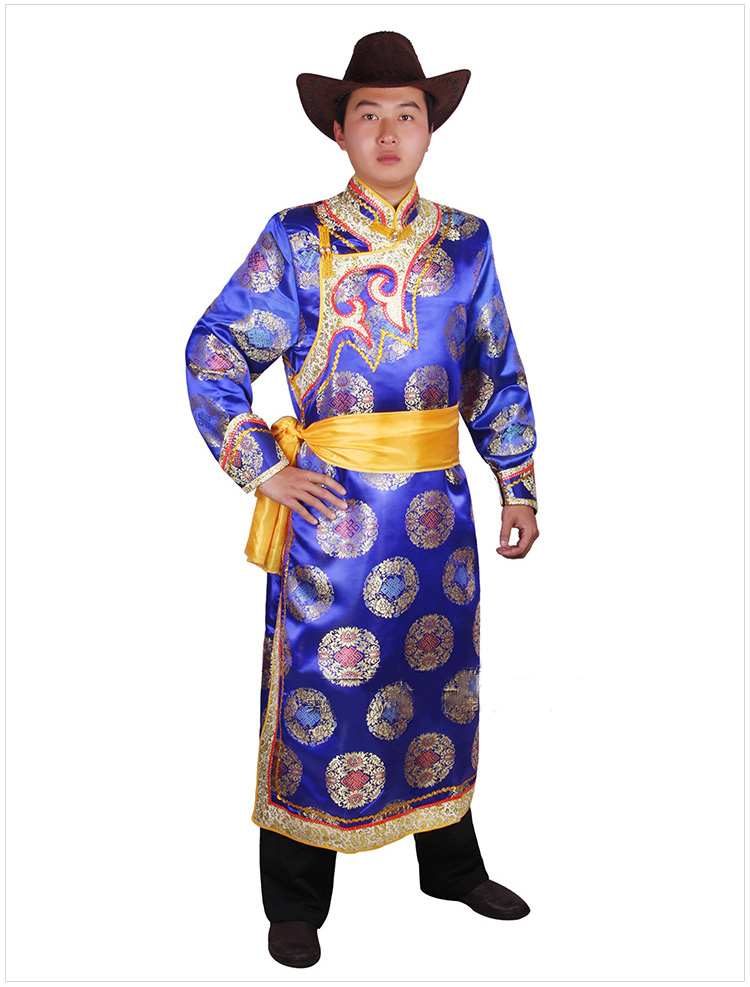 New style national dress male long robe Mongolian costume traditional ethnic party festival performers wear folk dance clothing