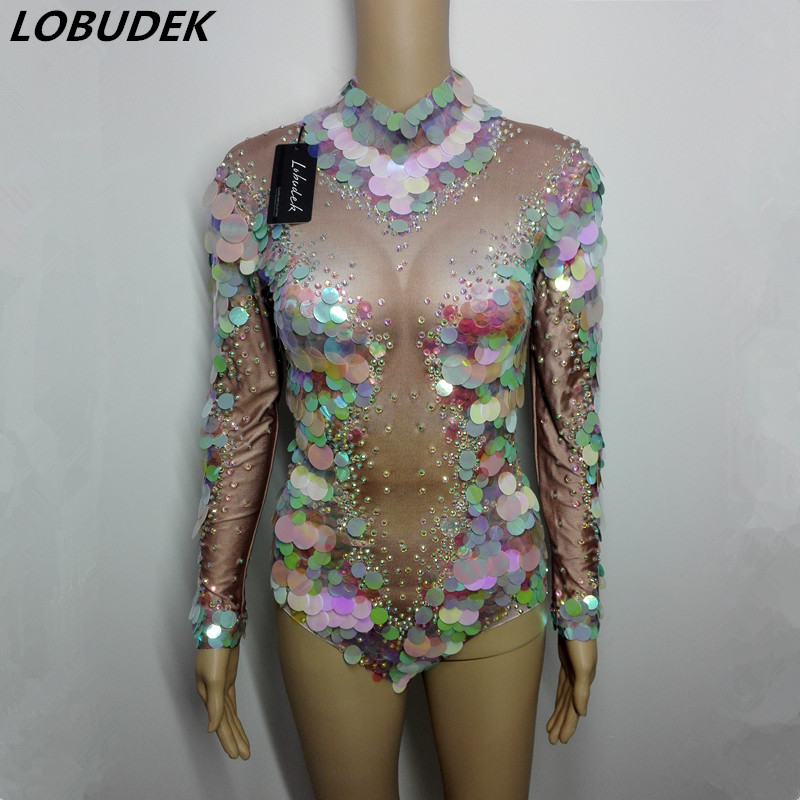 Colorful Sequins Female Bodysuit sexy DS costumes shining Crystals fish scale sequins stage wear dancer nightclub Party performance clothing, Picture color
Colorful Sequins Female Bodysuit sexy DS costumes shining Crystals fish scale sequins stage wear dancer nightclub Party performance clothing, Picture color