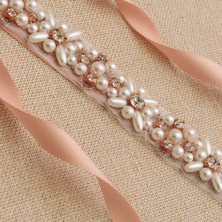 Wedding Sashes Bridal Belt 2019 Rose Gold Rhinestone Pearls Accessories Belt 100% hand-made 8 Colors White Ivory Blush Bridal Sashes