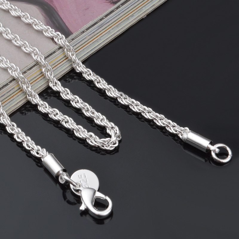 Low Price Wholesale 3MM 925 Sterling Silver Plated Twisted rope Chain Necklace 16-24inches Fashion Gift Jewelry for Men and Women
Low Price Wholesale 3MM 925 Sterling Silver Plated Twisted rope Chain Necklace 16-24inches Fashion Gift Jewelry for Men and Women