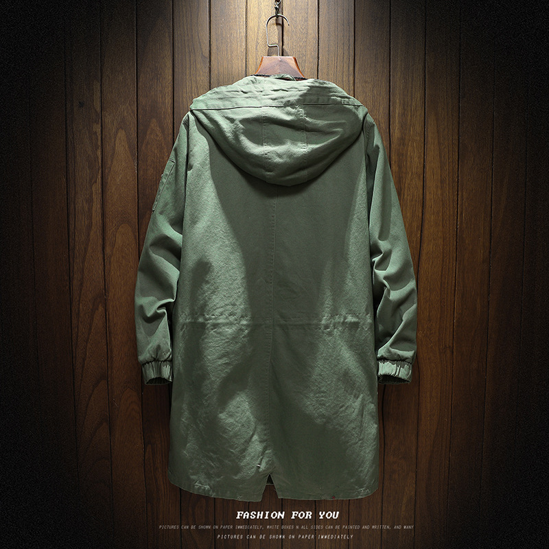 Men's Trench Coats 2023 Autumn Man Jacket Male Coat Oversize Hoodies Young High Quality Cotton Brand Long Windbreaker L