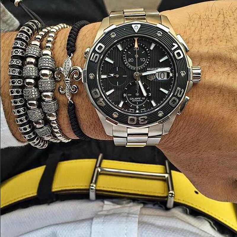 Zirconia Stoppers Bracelets 4mm beads color & 8mm Micro inlay zircon Braided Macrame For Men Women