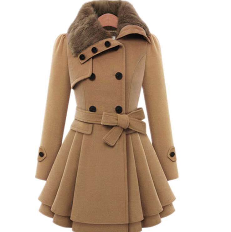 Winter Jacket Women Big Size Women Slim Long Sleeve Coat Double Breasted Coat Thick Coat Belt Womens Jacket Womens Coat